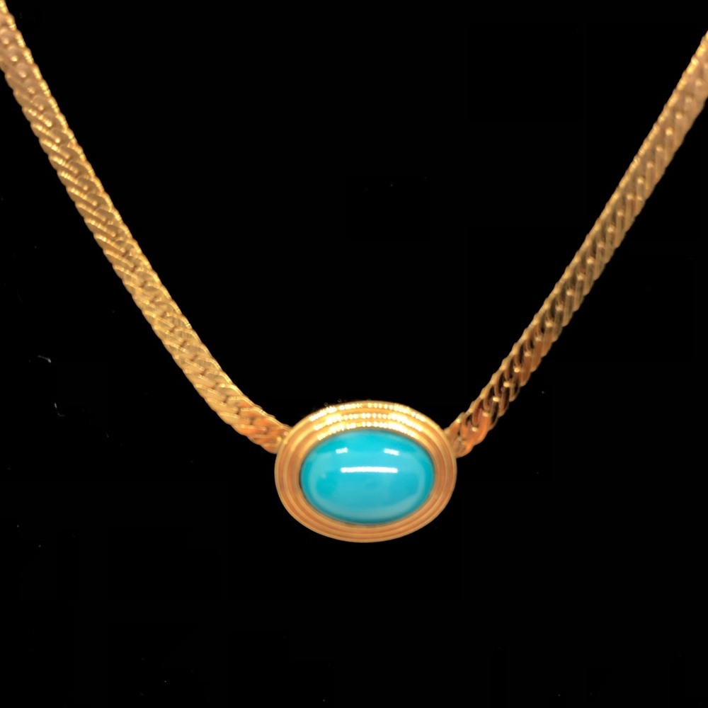 Vintage Signed Christian Dior turquoise necklace